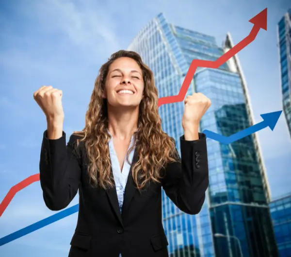 woman happy about success