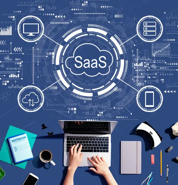 laptop with saas connected