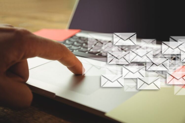 hands laptop in mail