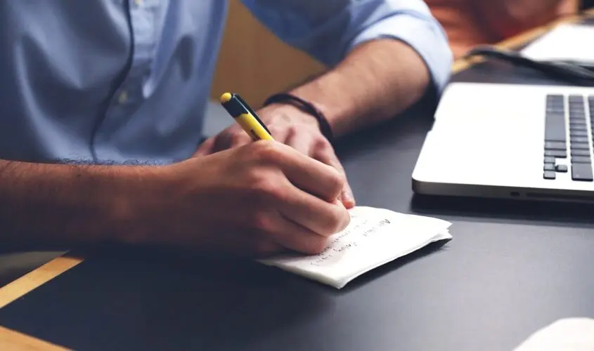 writing in the table
